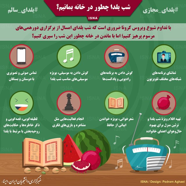 شب یلدا چطور در خانه بمانیم؟ (اینفوگرافیک) شب یلدا چطور در خانه بمانیم؟ (اینفوگرافیک)
